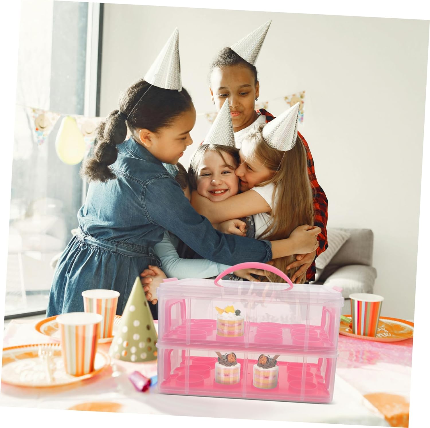 Transport Multi-layer Cupcake Carrier Box Handle for Muffins Desserts Food-grade for Parties and Events Storage